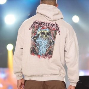 Metallica Mens Pushead One Artwork Garmet Dyed Hoodie Size Large New with Tags